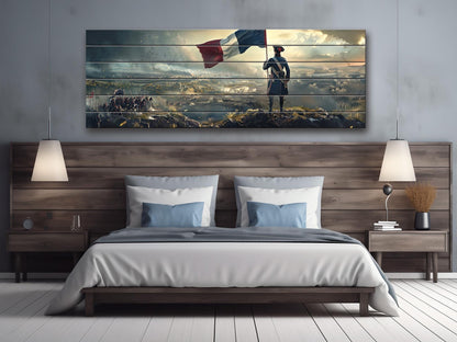 Napoleon Wood Art – Historical Wall Art on Natural Wood Print with French Flag