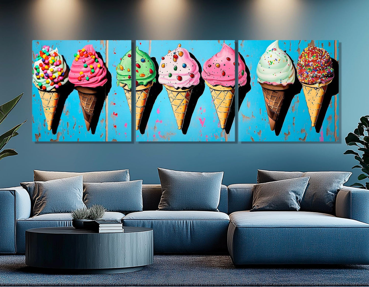 Abstract Ice Cream Canvas – Framed Canvas Print | Ready to Hang Kitchen Wall Decor