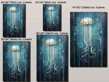 Rustic Wall Art – Natural Wood Jellyfish Print | Fade Resistant, Ready to Hang