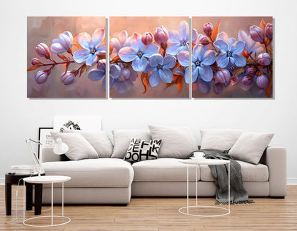 Lilac Canvas Art – Floral Wall Decor | Large Bedroom Panoramic Print, Ready to Hang