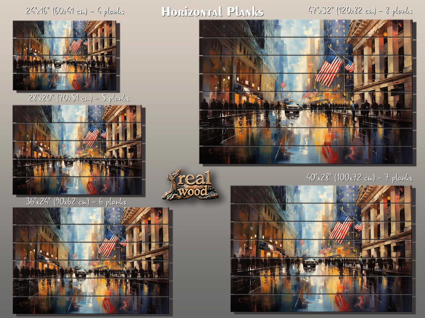 New York Stock Exchange Painting – Rustic Wood Wall Art | Manhattan Decor