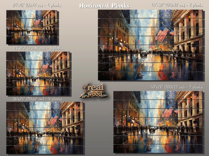 New York Stock Exchange Painting – Rustic Wood Wall Art | Manhattan Decor