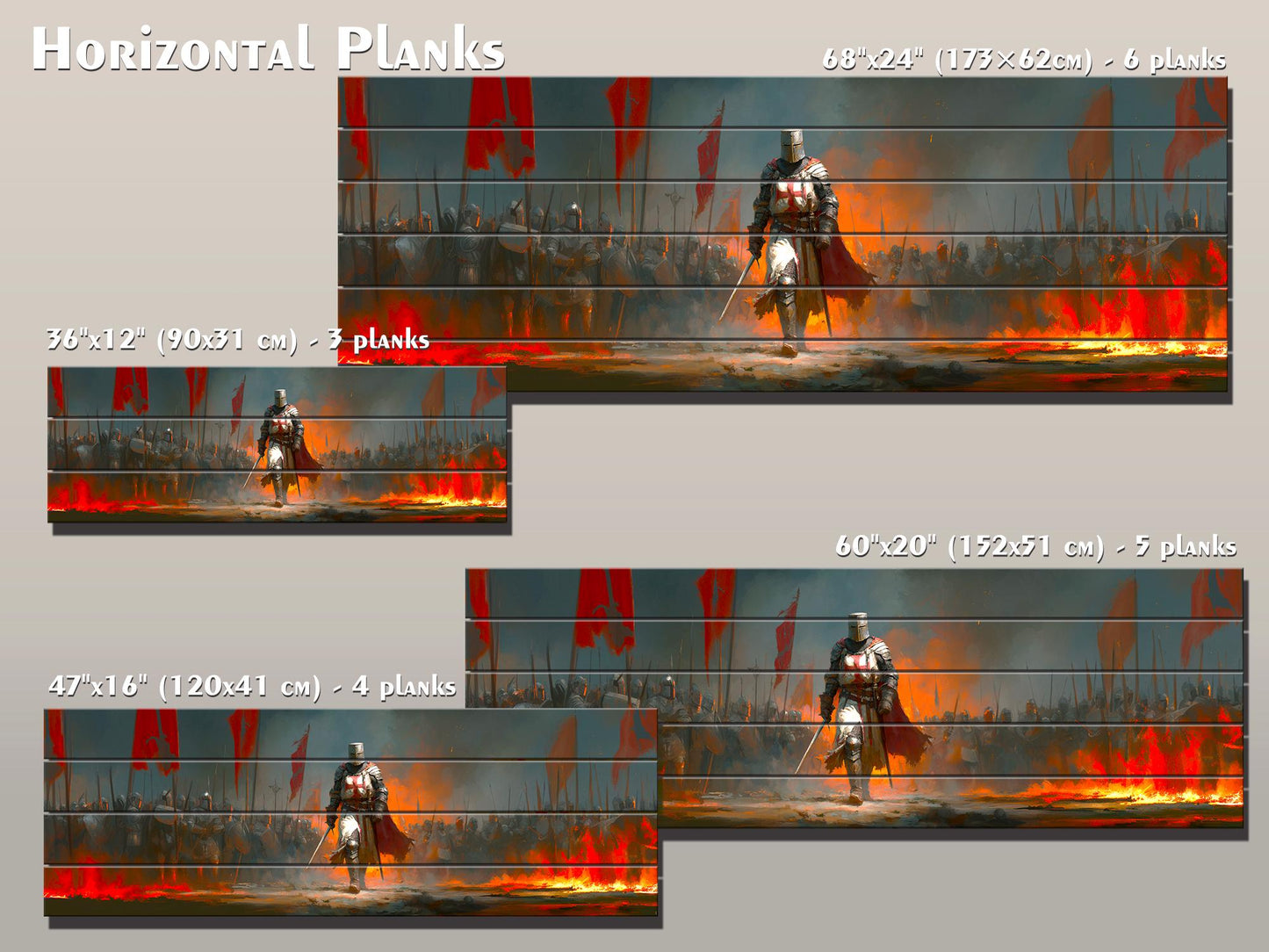 Richard Lionheart Crusader Battle Print on Wood