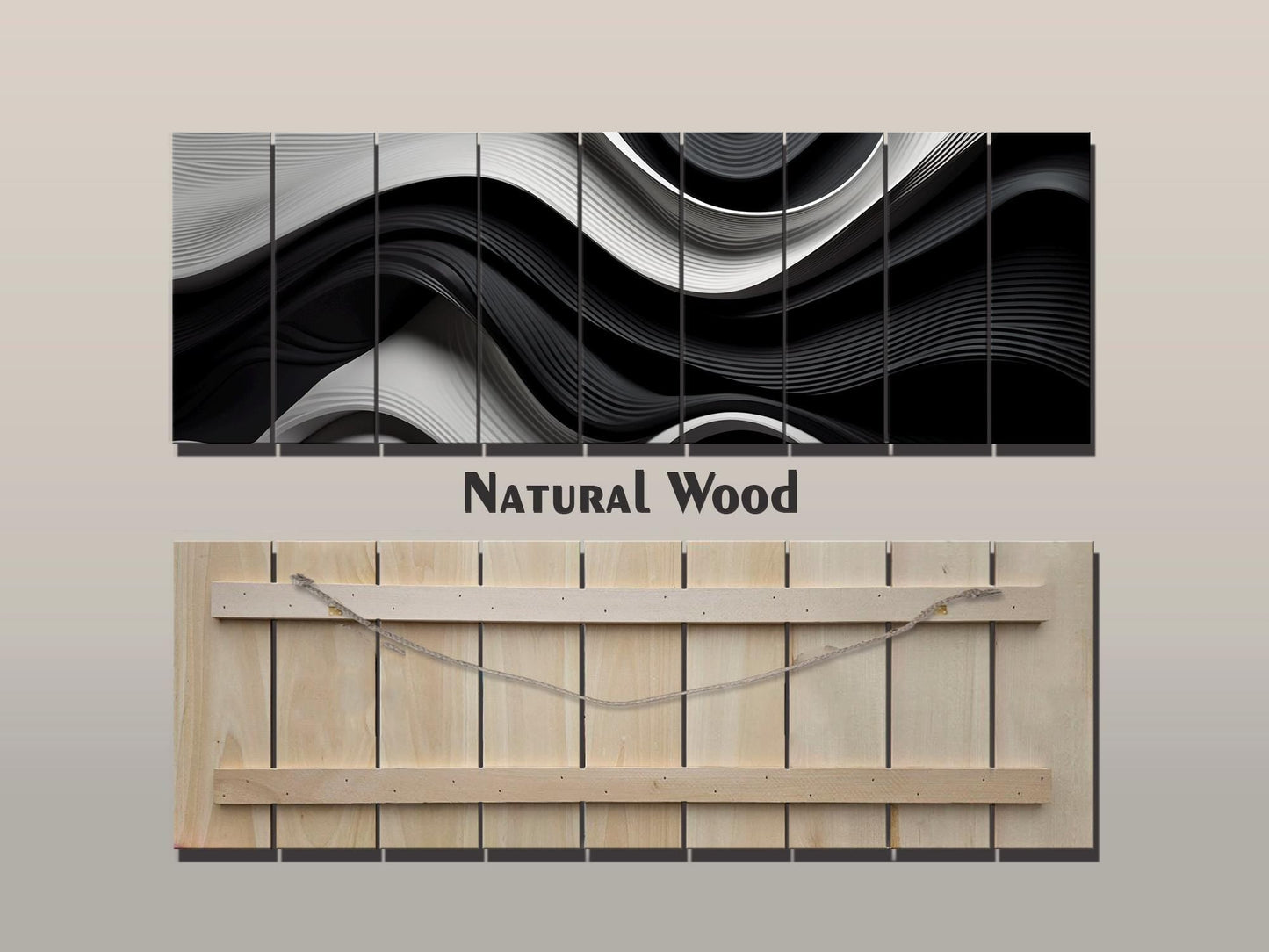 Abstract Wood Art – Black and White Art Print on Natural Wood Planks
