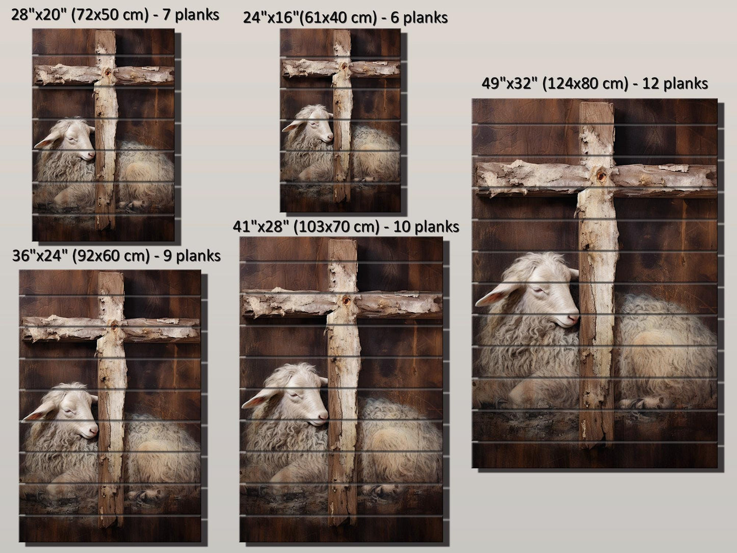 Religious Wall Art - Lamb And Cross Print | Natural Wood Decor - UV Printed Wood