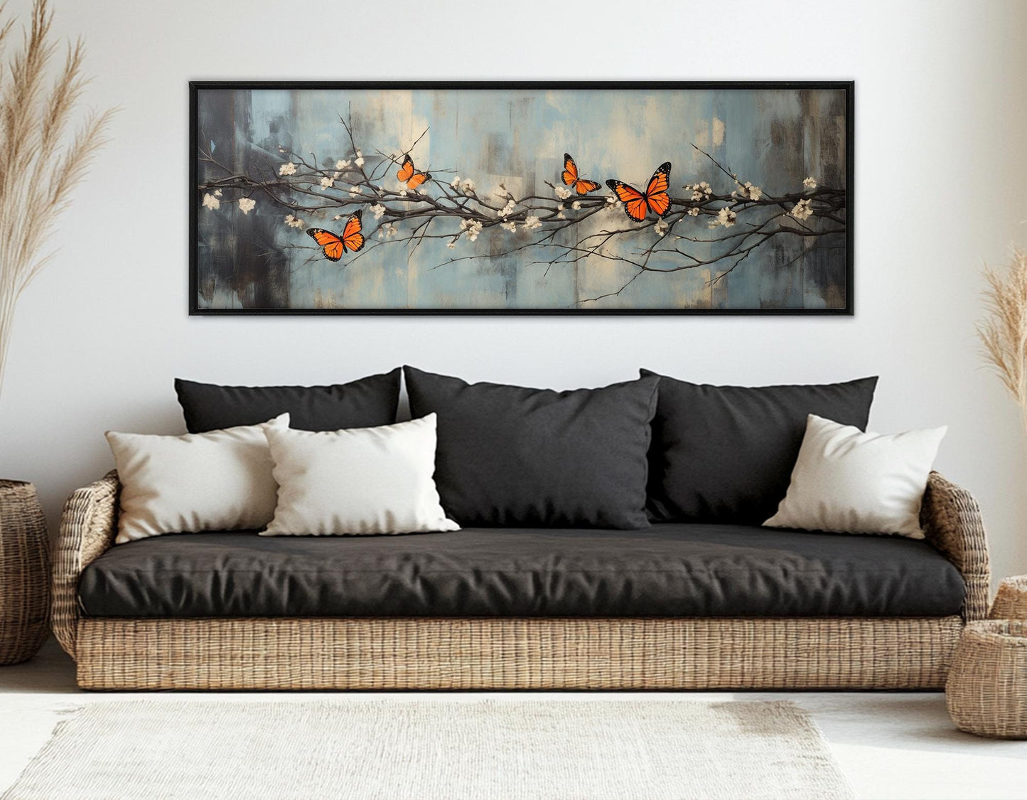 Butterflies Canvas Print – White Blossom Art On Gallery Wrapped Canvas | Ready to Hang