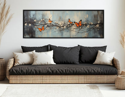 Butterflies Canvas Print – White Blossom Art On Gallery Wrapped Canvas | Ready to Hang