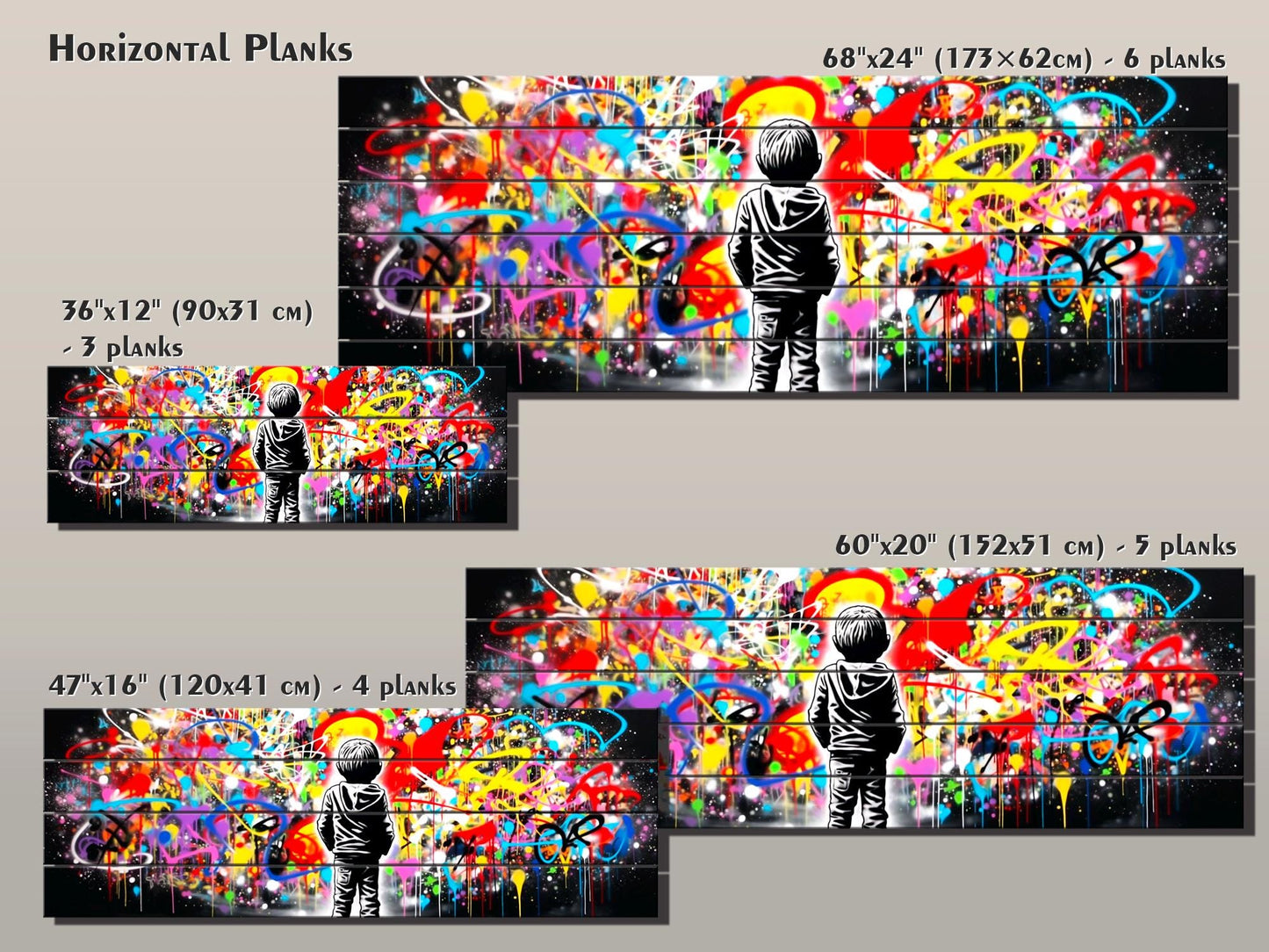 Wood Wall Art - Banksy Style Print on Wood | Urban Street Art Graffiti Decor