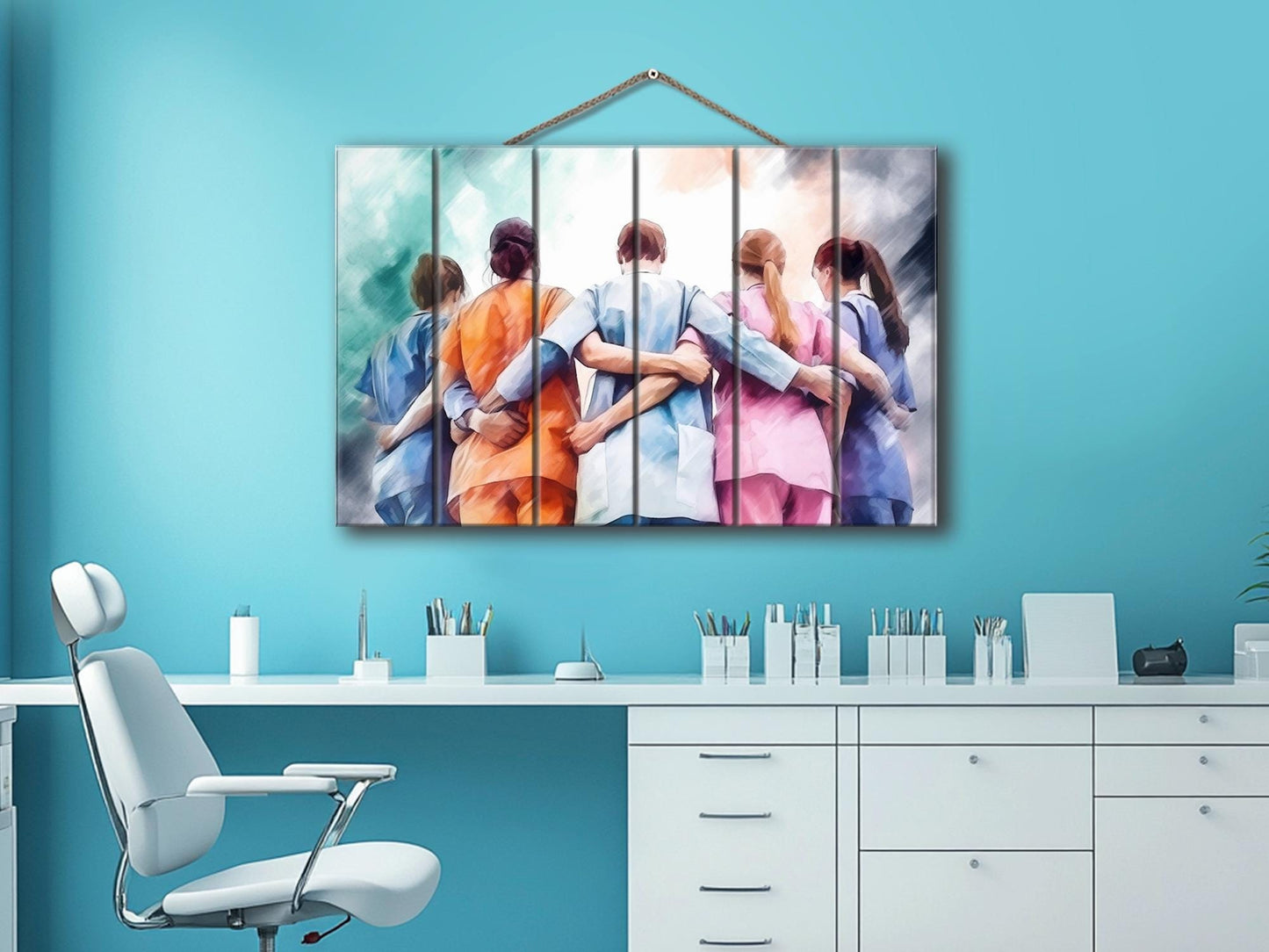 Doctors Wall Art – Modern Hospital Wall Decor on UV Printed Wood Planks