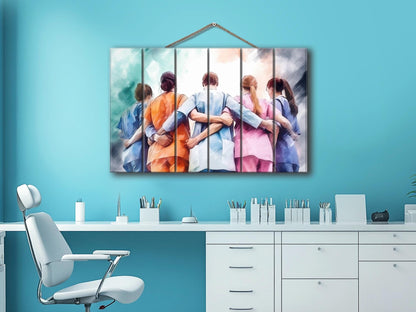 Doctors Wall Art – Modern Hospital Wall Decor on UV Printed Wood Planks
