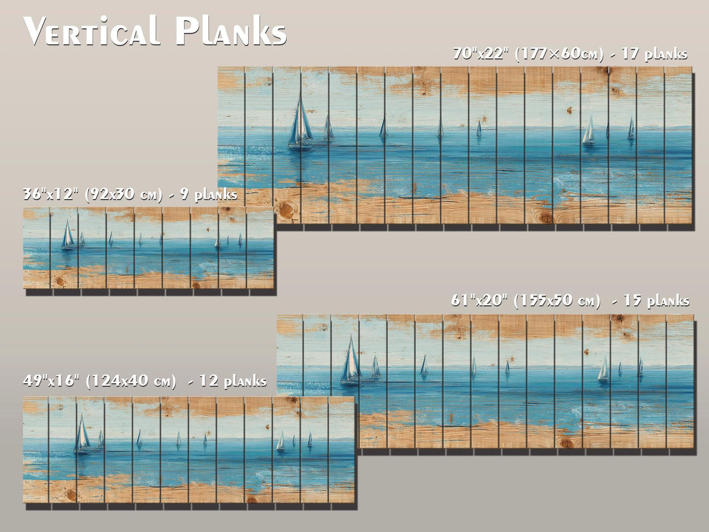 Sailing Ocean Wall Art – Minimal Seascape Art on UV Printed Wood for Coastal Decor