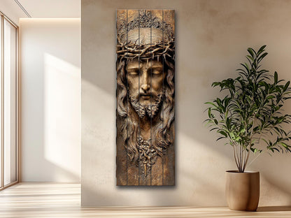 Jesus Christ Wood Print – Michelangelo Inspired Religious Wall Art on Wood