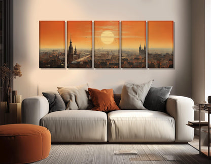 Abstract Brussels Wall Art, Brussels Skyline Canvas Print, Belgium Painting, Framed & Ready to Hang