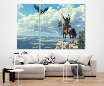 Native American Hunter Canvas Print, First Nations Wall Art, Framed and Ready to Hang