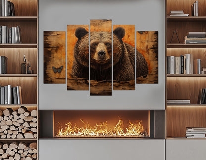 Bear Canvas Art – Framed Cotton Canvas Print | Rustic Cabin Wall Decor Ready to Hang