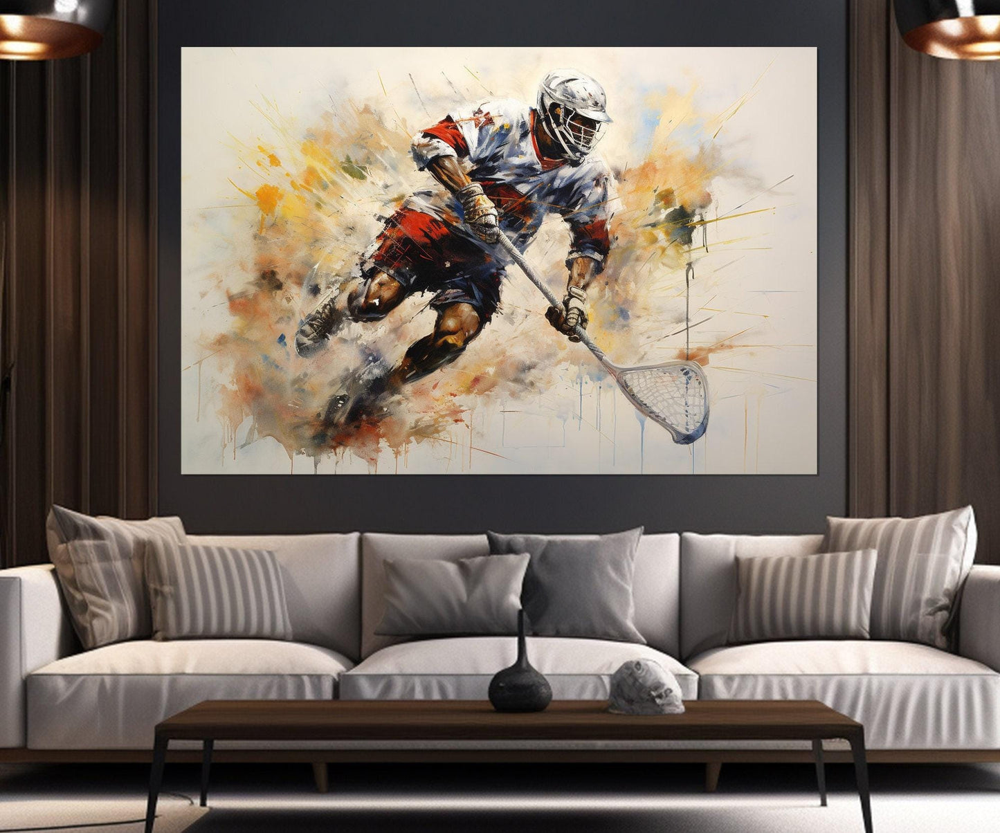 Lacrosse Wall Art - Abstract Lacrosse Canvas Print | Framed Floating Frame Ready to Hang