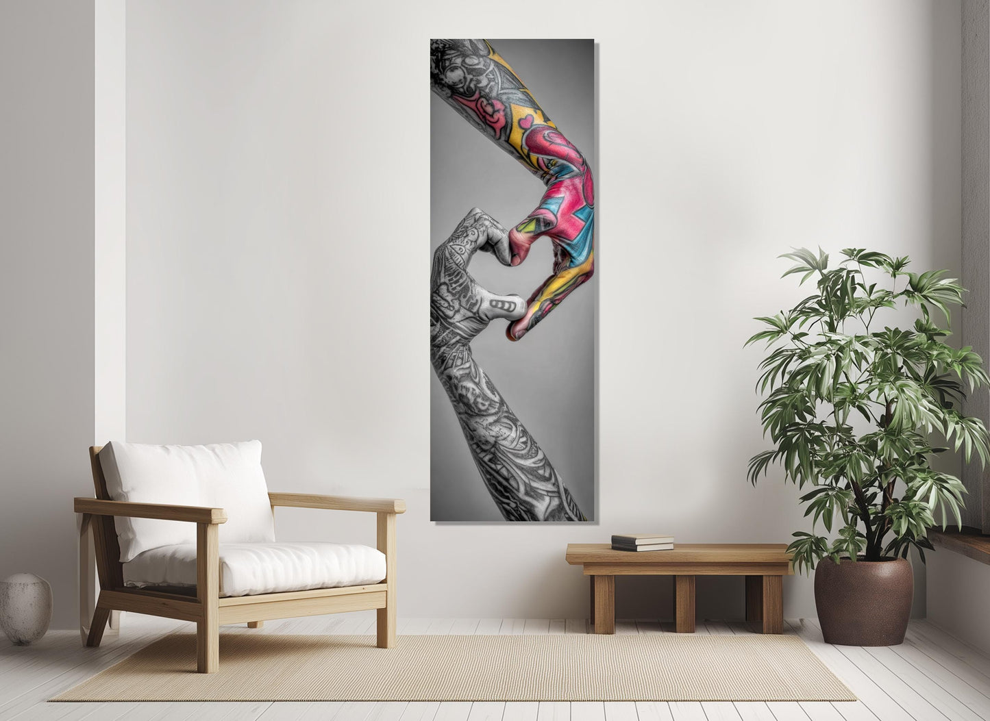 Tattoo Wall Art – Abstract Tattooed Hands Canvas Print | Framed & Ready to Hang