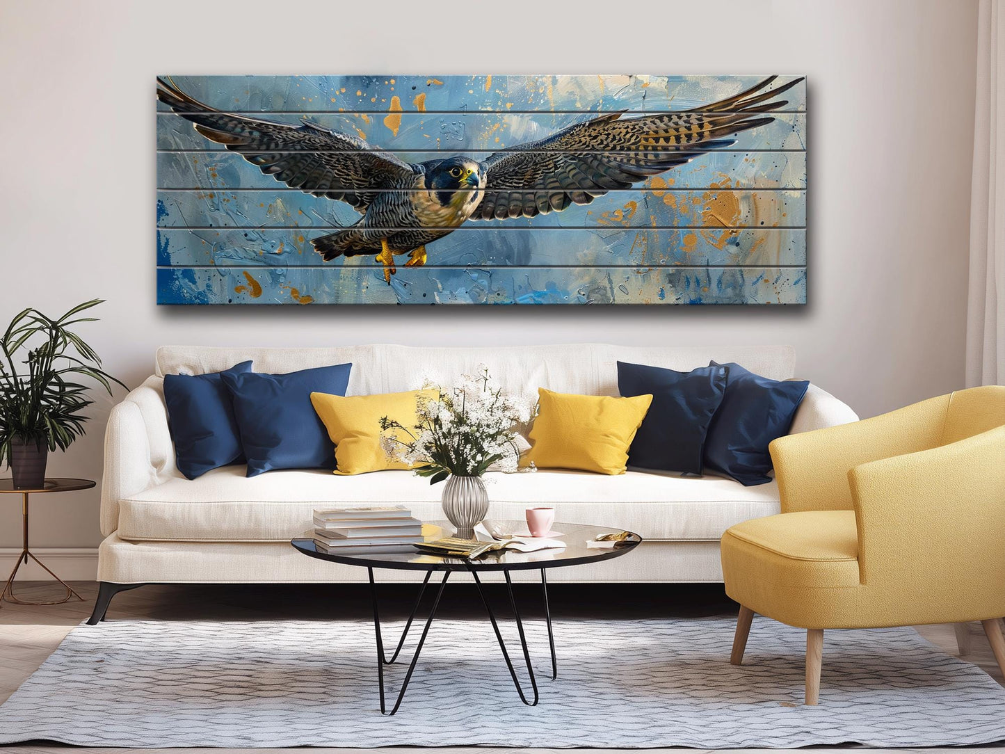 Peregrine Falcon Wall Art – Rustic Wood Decor | Majestic Bird Print Panel