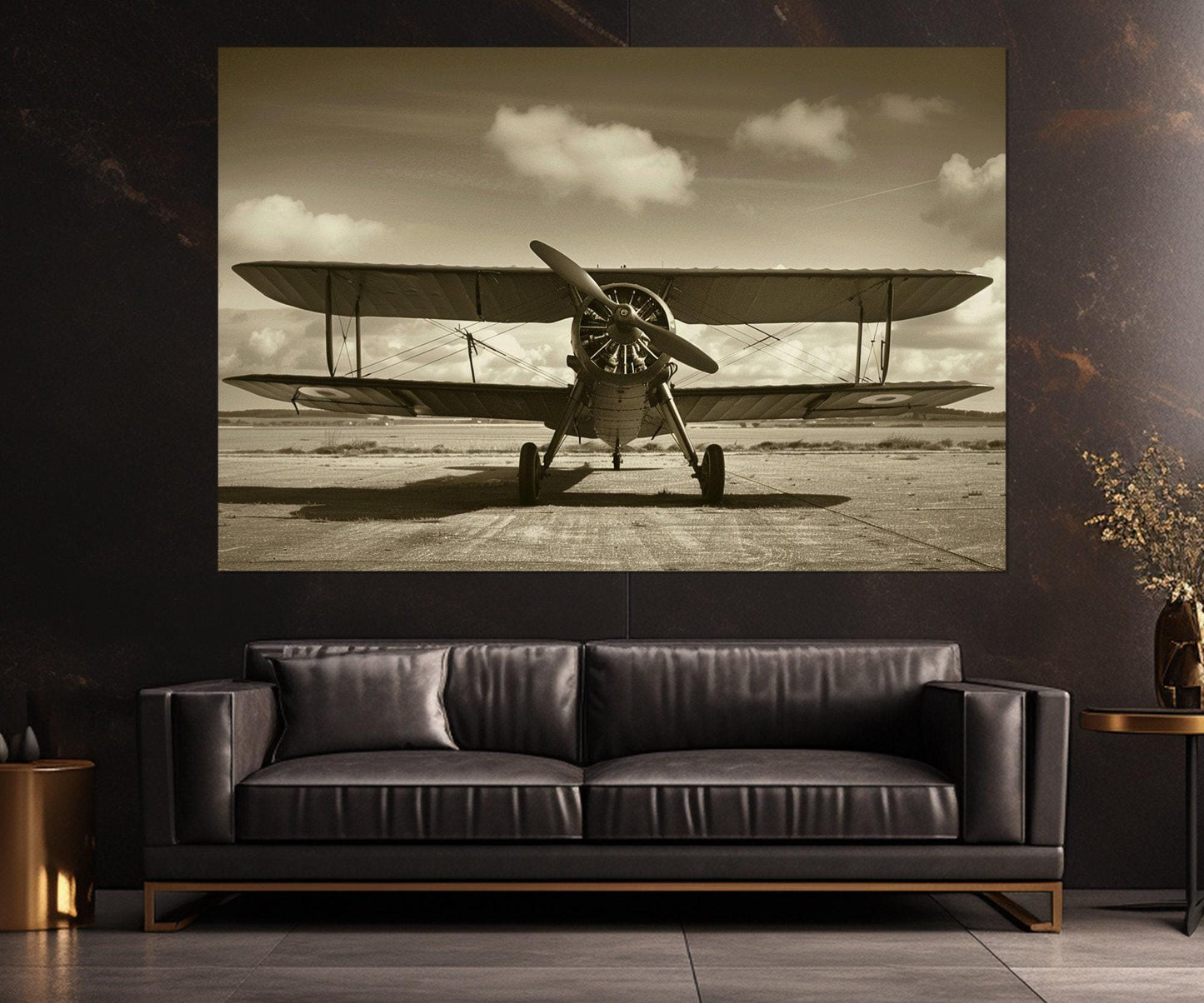 Vintage Biplane Canvas | Retro Airplane Poster - Framed Cotton Print, Ready to Hang