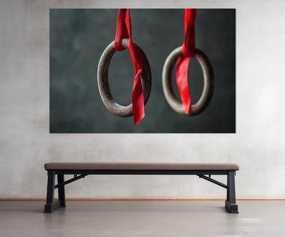 Rusty Gymnastic Rings Canvas Print, Gymnastics Gym Wall Decor, Framed and Ready to Hang