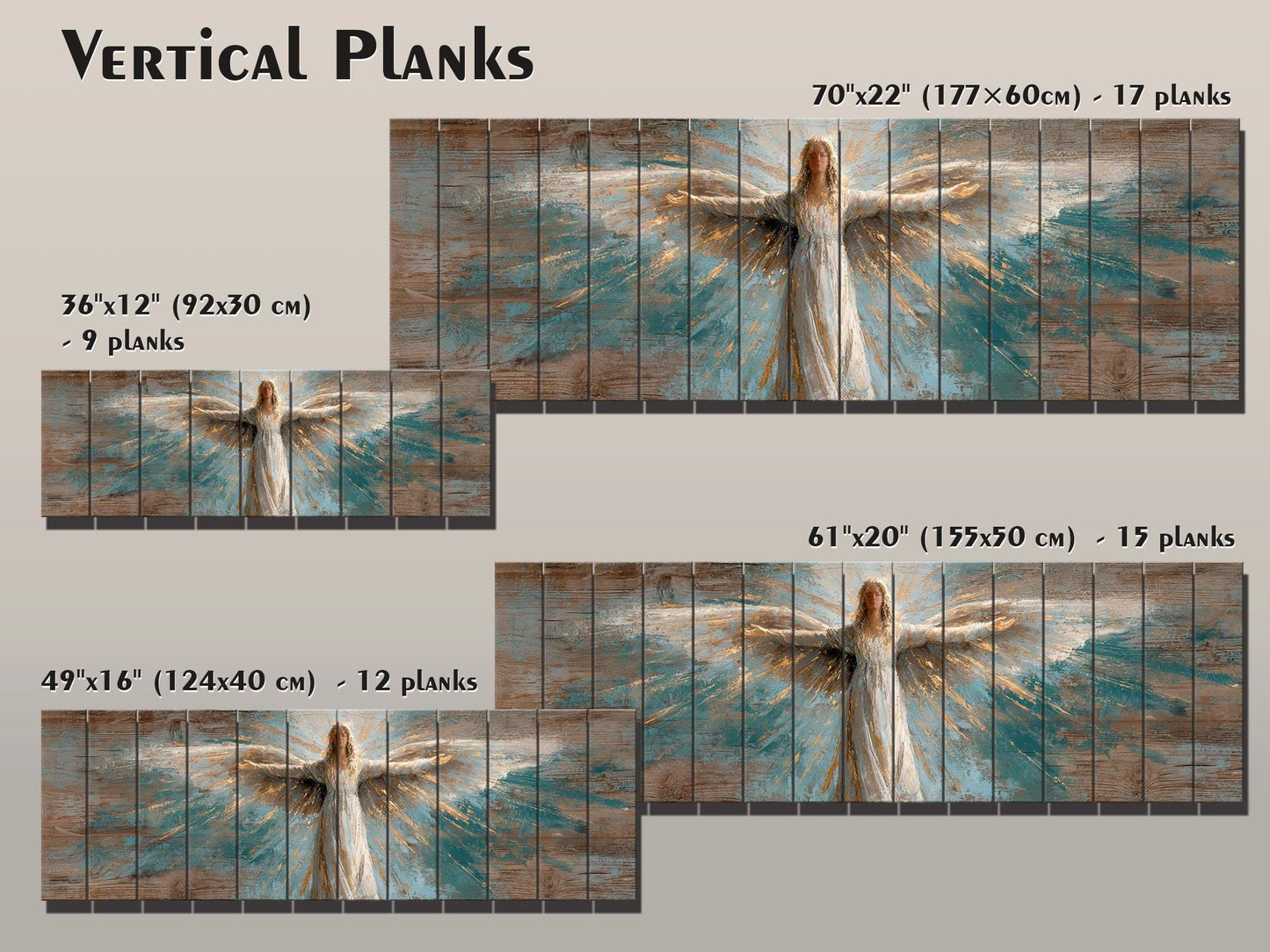 Angel Wood Wall Art – Rustic Christian Art | Handcrafted Wooden Angel Decor Print on Wood