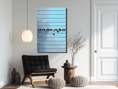 Rustic Wood Wall Art – Minimalist Bird Wall Decor on Natural Wood Planks