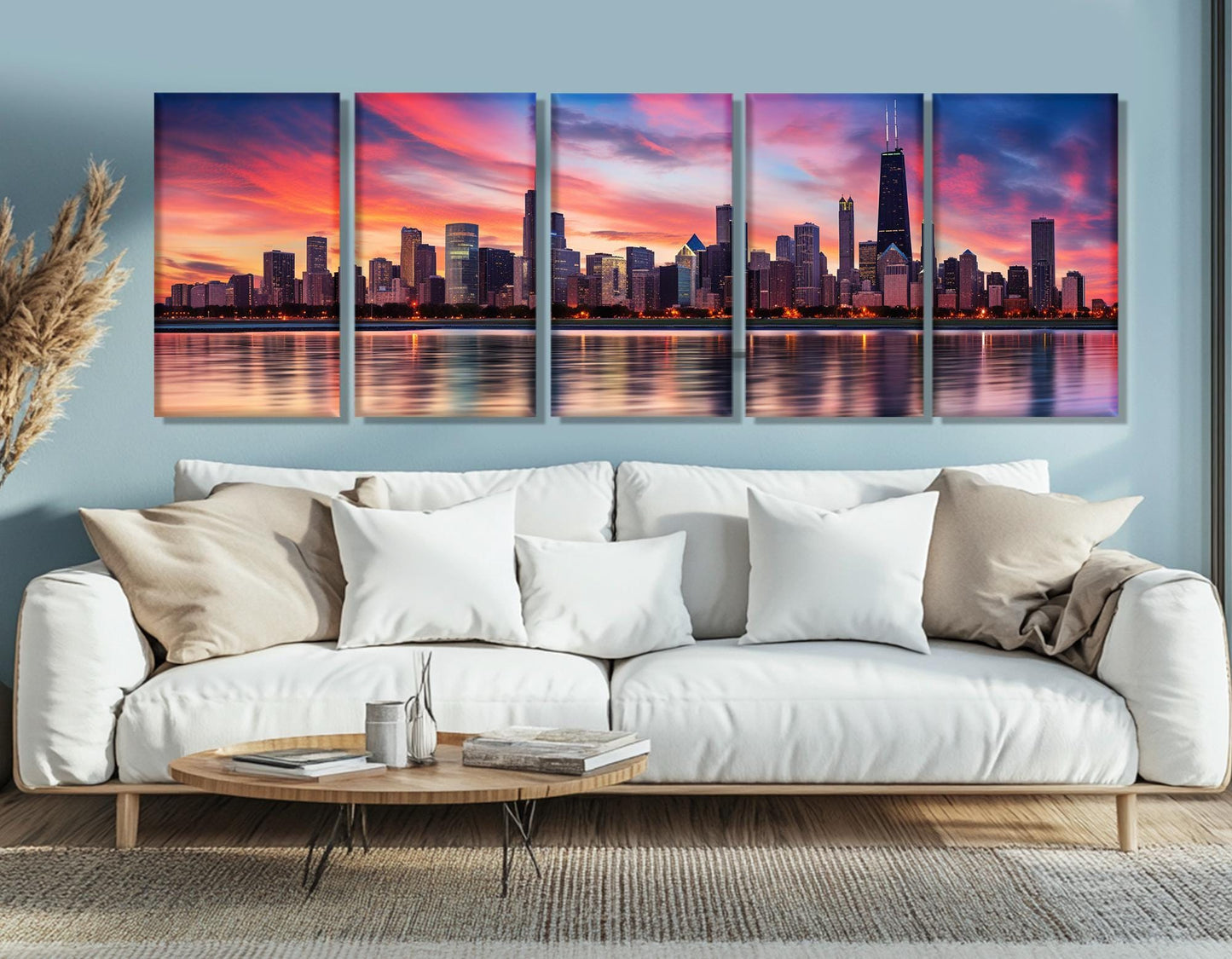 Chicago Canvas Print – Multi Panel Canvas Set | Abstract Cityscape Wall Art