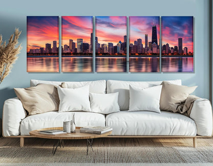 Chicago Canvas Print – Multi Panel Canvas Set | Abstract Cityscape Wall Art