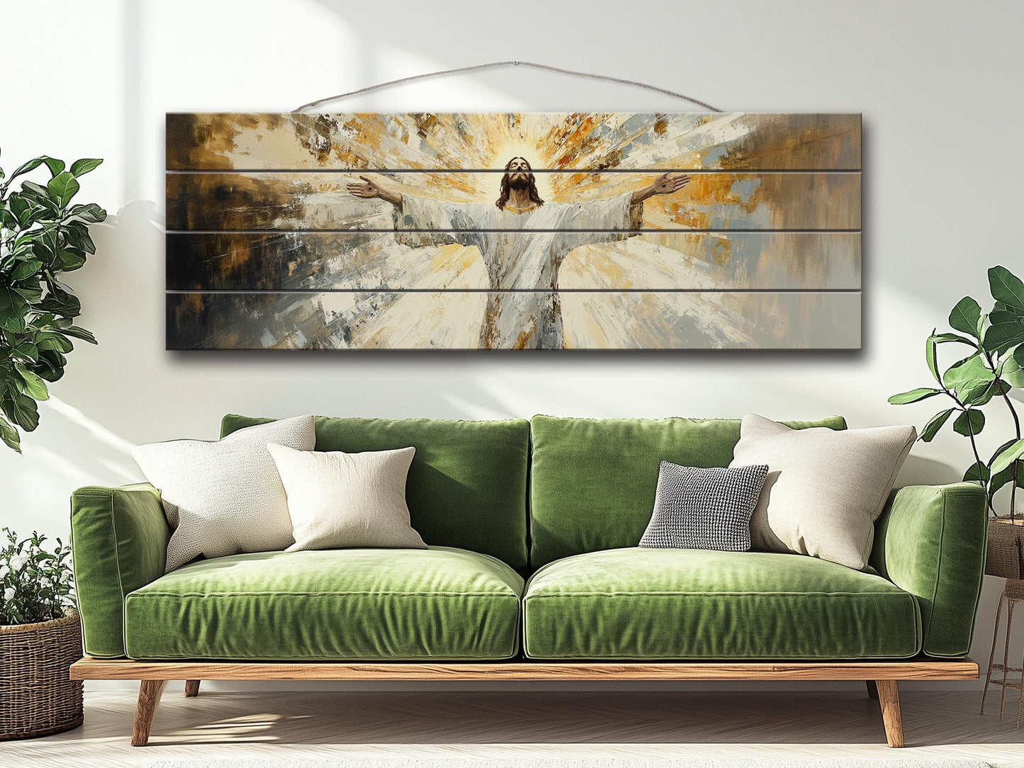 Jesus Christ Print | Rustic Wall Art on Natural Wood Planks - Christian Gift Idea