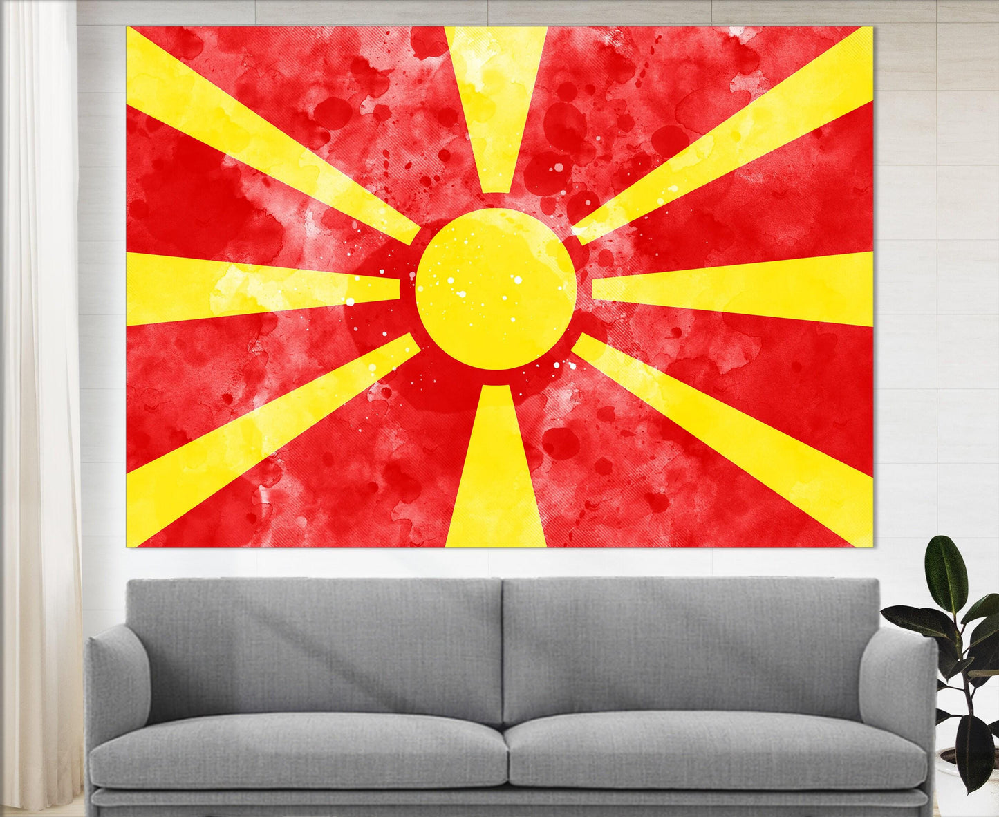 North Macedonia Flag Canvas - Framed Cotton Canvas Print | Ready to Hang Wall Art