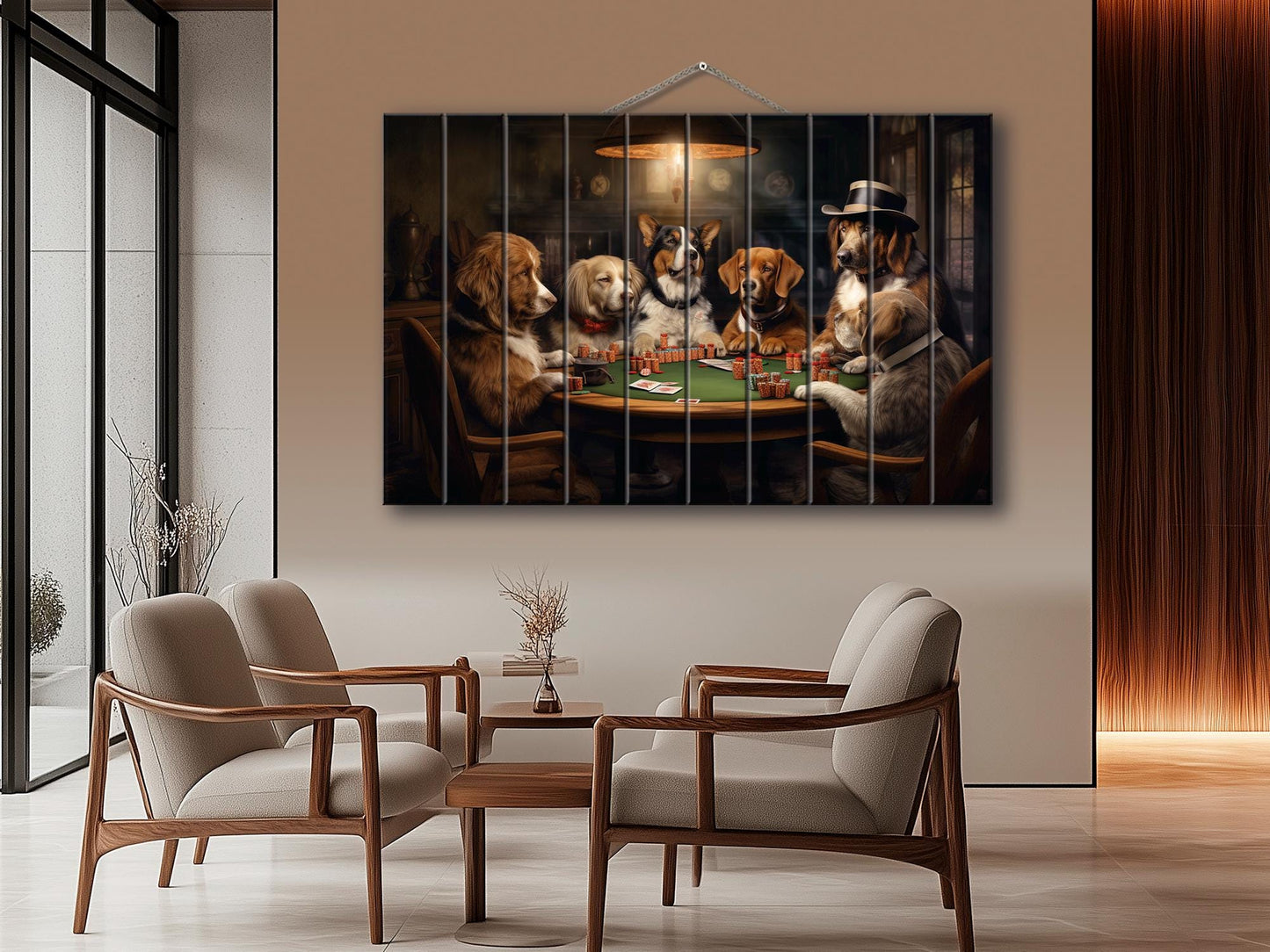 Dogs Playing Poker Painting | Rustic Wood Wall Art - Unique Poker Gift