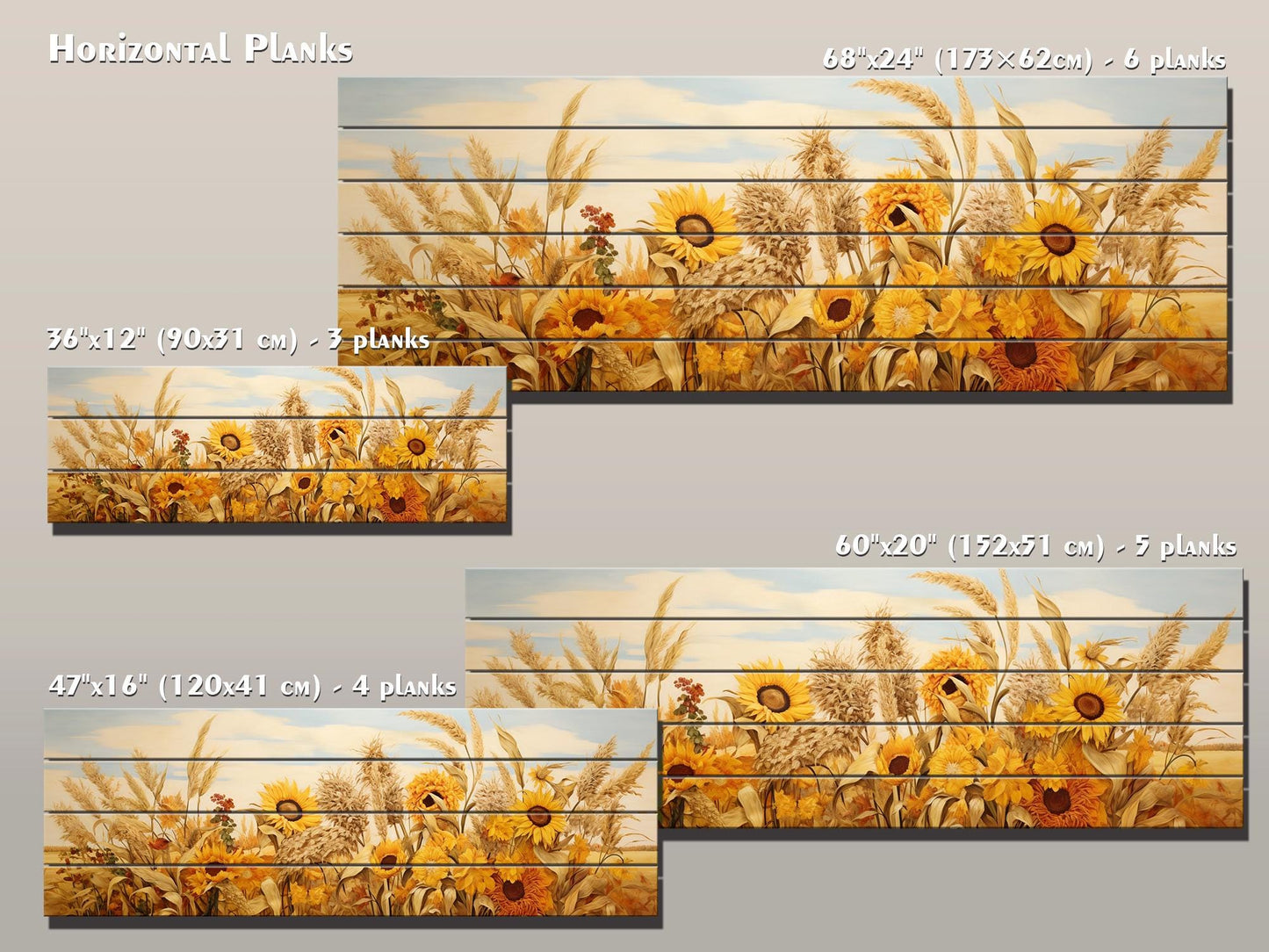Rustic Wood Wall Art – Large Farmhouse Wall Decor with Sunflower Wood Print