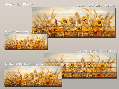 Rustic Wood Wall Art – Large Farmhouse Wall Decor with Sunflower Wood Print