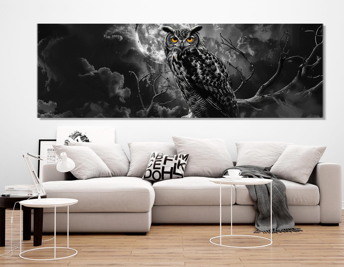 Owl Canvas Print – Large Abstract Owl Wall Art | Framed Ready to Hang