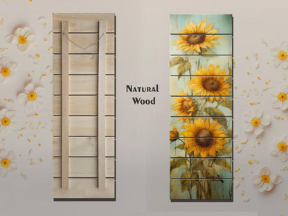 Rustic Wood Wall Art – Sunflower Wall Decor on Natural Wood Plank Art