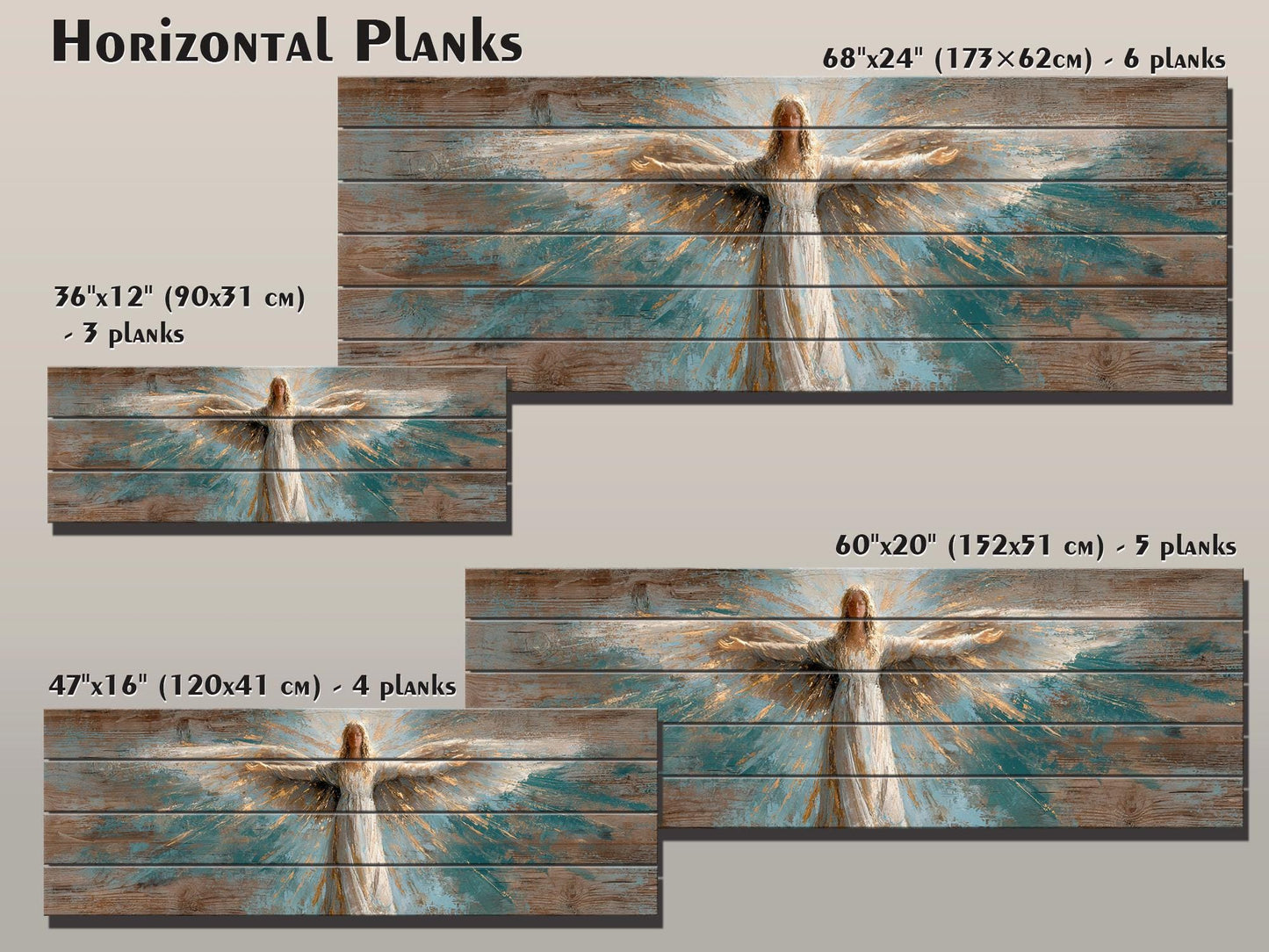 Angel Wood Wall Art – Rustic Christian Art | Handcrafted Wooden Angel Decor Print on Wood