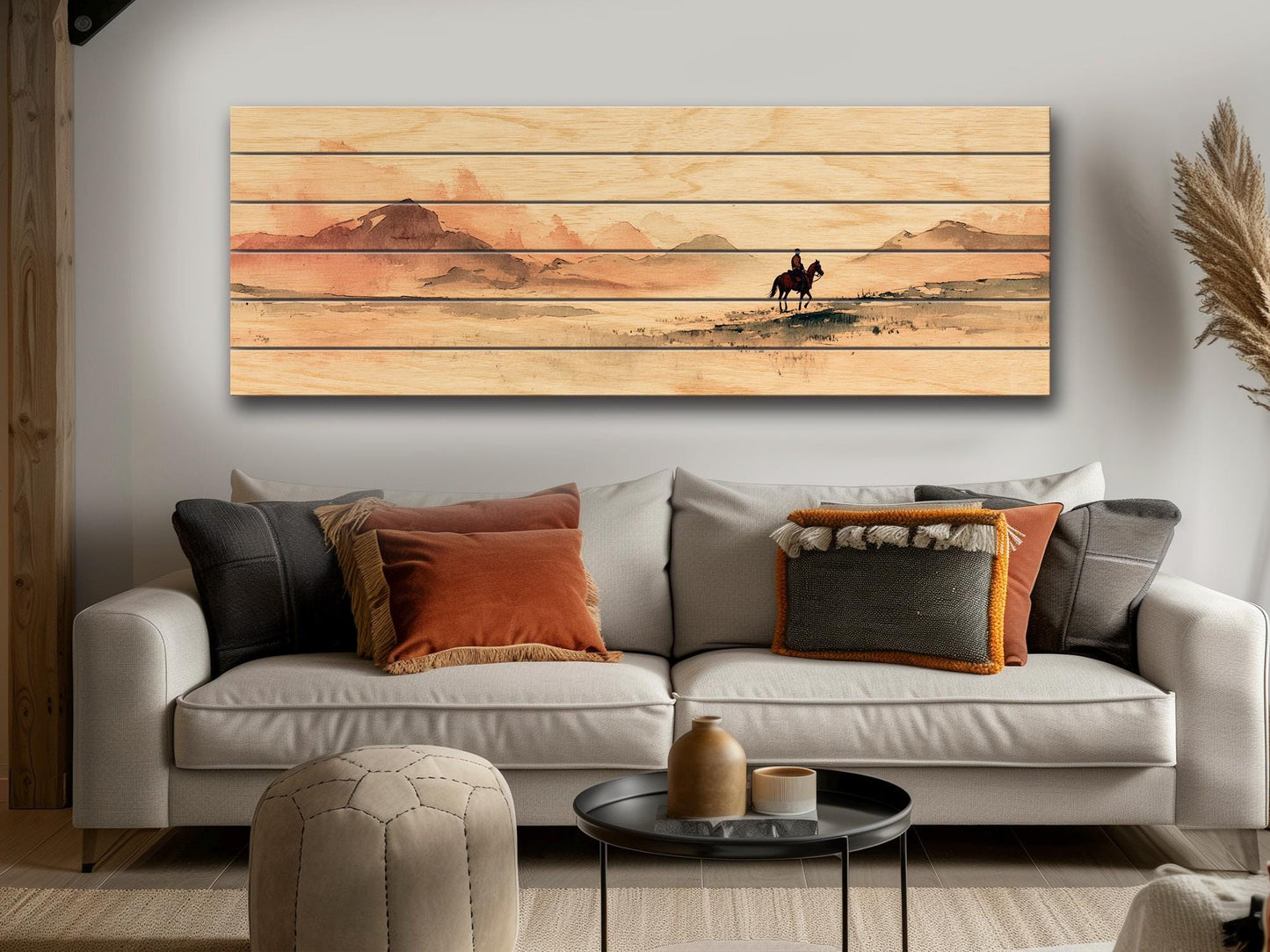 Cowboy Wall Art – Lone Cowboy Print on Wood | Rustic Western Wood Decor