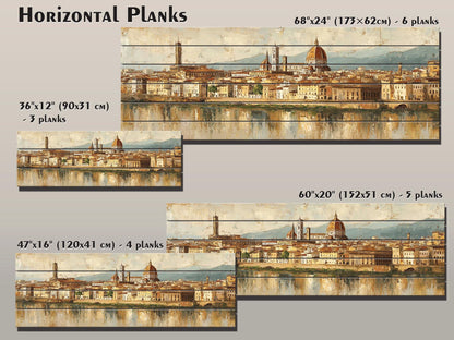 Florence Skyline Wood Print – Beige Wall Decor | Italian Cityscape Art On Wooden Hanging