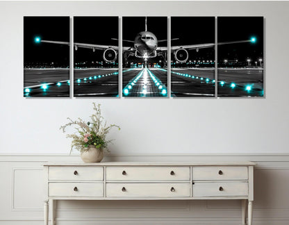 Plane Landing Canvas – Scenic Airplane Print on 100% Cotton | Framed Aviation Art