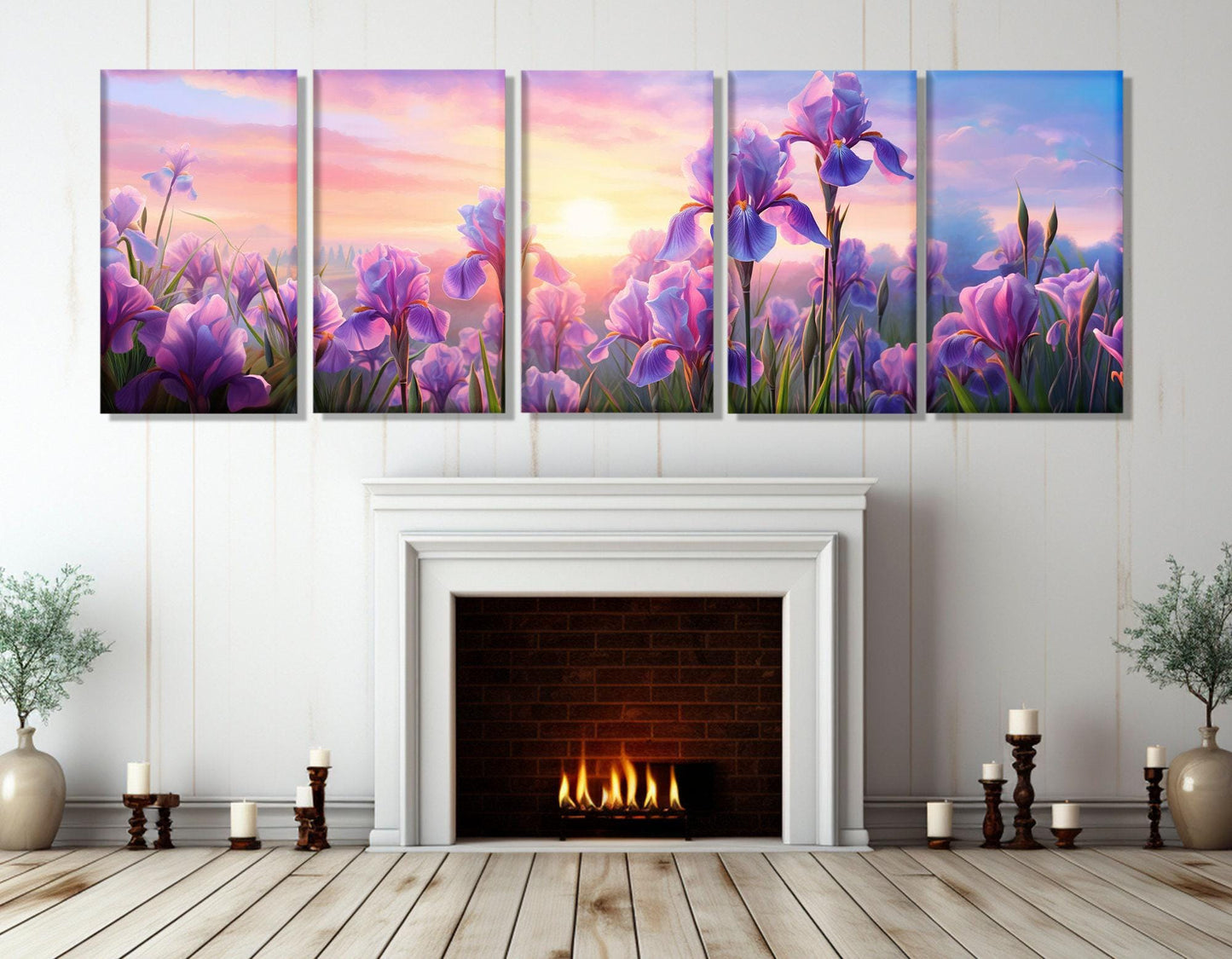 Iris Flowers Canvas - Large Floral Wall Art | Gallery Wrapped Cotton Print