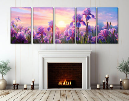 Iris Flowers Canvas - Large Floral Wall Art | Gallery Wrapped Cotton Print