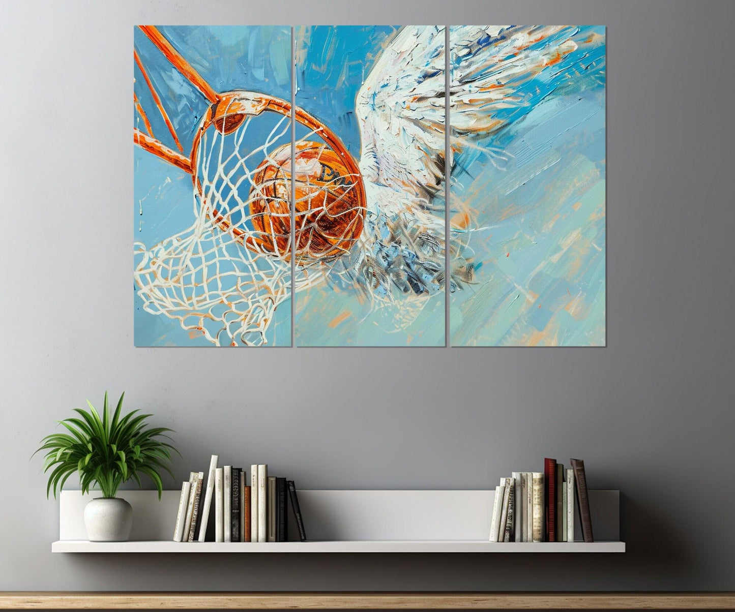 Abstract Basketball Painting – Framed Basketball Wall Art Canvas Print Ready to Hang