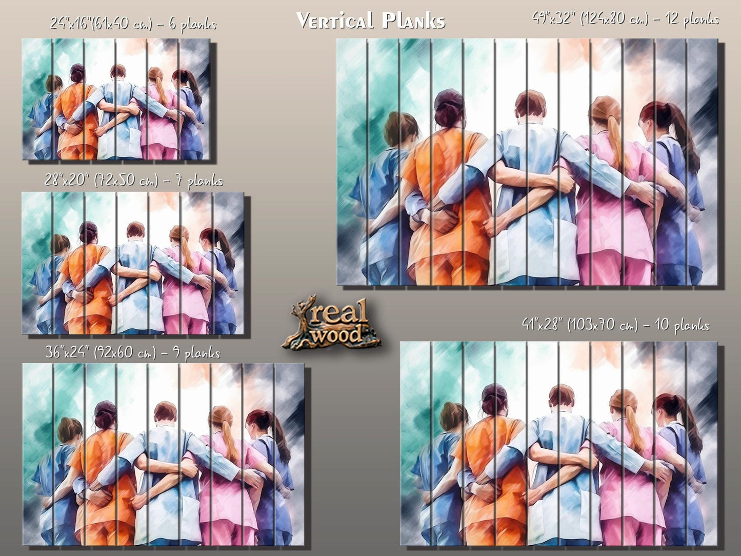Doctors Wall Art – Modern Hospital Wall Decor on UV Printed Wood Planks