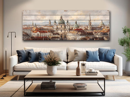 Vienna Wood Print – Rustic Wall Art Featuring St. Stephen’s Cathedral on Distressed Wood Panel
