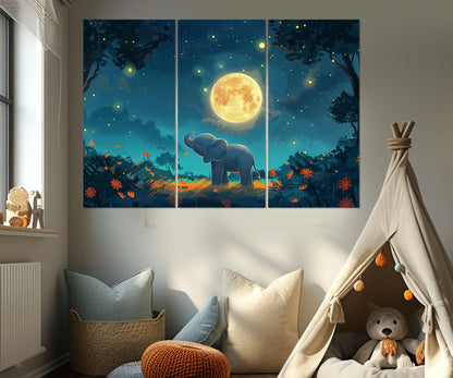 Elephant Nursery Wall Art – Small Elephant Canvas Print | Framed Forest Animal Decor