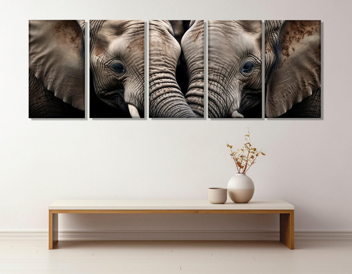 Romantic Elephants Canvas - Large Framed Wall Art for Bedroom Decor