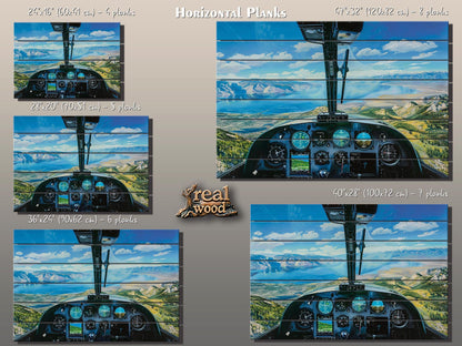 Airplane Cockpit Wall Art - Wood Wall Decor | Aircraft Cockpit Poster Print on Wood