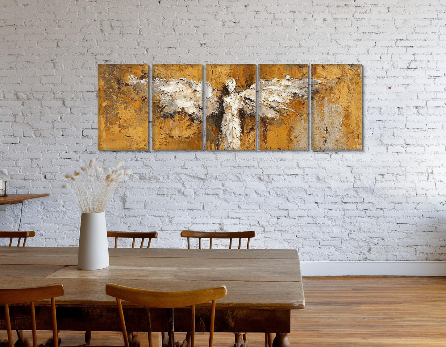Abstract Angel Silhouette Canvas Print, Religious Wall Art, Christian Bedroom Wall Decor, Framed and Ready to Hang
