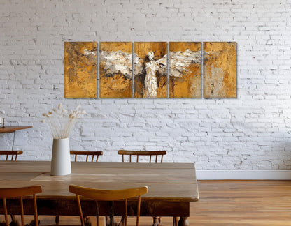 Abstract Angel Silhouette Canvas Print, Religious Wall Art, Christian Bedroom Wall Decor, Framed and Ready to Hang
