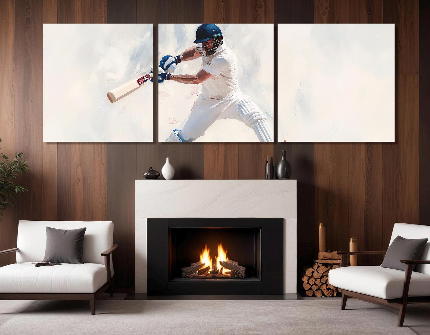 Cricket Wall Art – Impressionist Cricket Canvas Print | Framed Floating Frame Ready to Hang